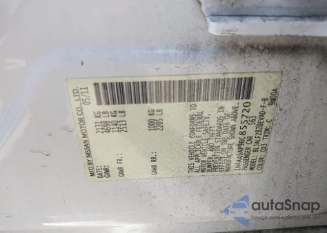 2011 Nissan Maxima 3.5 Sv from USA, damaged, VIN 1N4AA5AP9BC855720